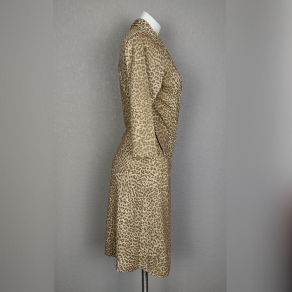 J. McLaughlin Panama Catalina Cloth Faux Wrap Animal Print Dress Size Medium - Picture 2 of 13